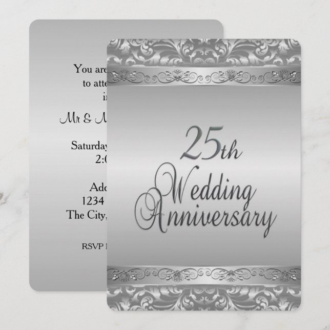 25th Wedding Anniversary Invitation (Front/Back)