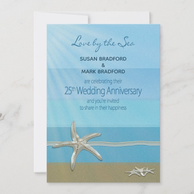 25th Wedding Anniversary Invitation, Ocean, Invitation (Front)