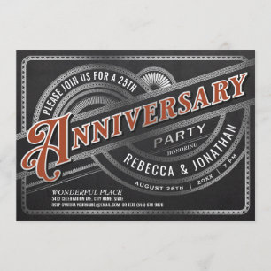 25th Wedding Anniversary Invitations Retro Foil