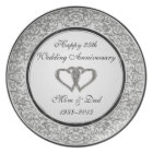 25th Wedding Anniversary Melamine Plate