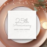 25th Wedding Anniversary Modern Script Silver