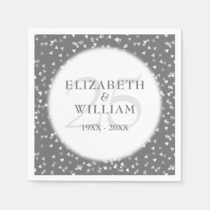 25th Wedding Anniversary Modern Silver Confetti Napkin