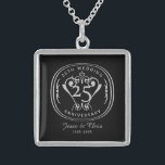 25th Wedding Anniversary Necklace<br><div class="desc">An elegant typographic design in sterling silver. The template is captioned with: 25th Wedding Anniversary, the years of matrimony and the names Jesse & Chris.</div>