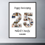 25th Wedding Anniversary Number 25 Photo Collage Poster<br><div class="desc">Celebrate 25th wedding anniversary with this printable photo collage. Choose your favourite photos for display. Customize the name, text and date to fit your occasion. This will be a lovely keepsake with personalized message to look back on with family and friends. If you need any other number as your collage,...</div>