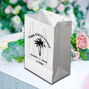 25th Wedding Anniversary Palm Trees Medium Gift Bag