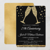 25th Wedding Anniversary Party Champagne Glasses