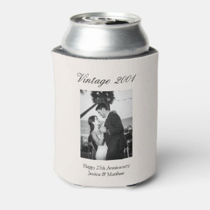 25th Wedding Anniversary Party Favor Custom Photo Can Cooler
