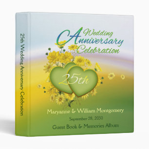 25th Wedding Anniversary Party Guest Book Binder
