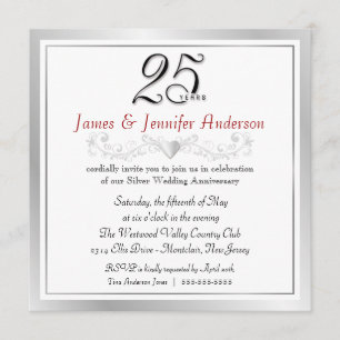 25th Wedding Anniversary Party Invitations