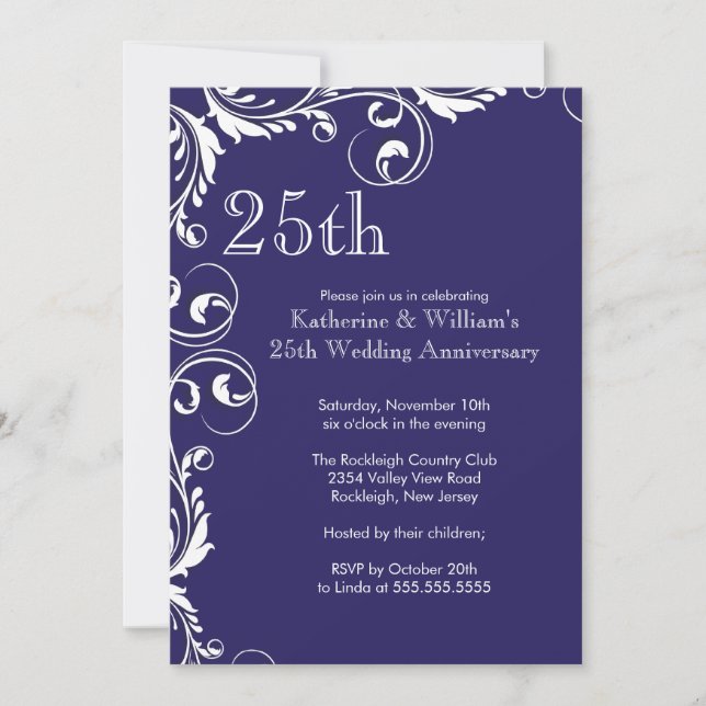 25th Wedding Anniversary Party Invitations (Front)