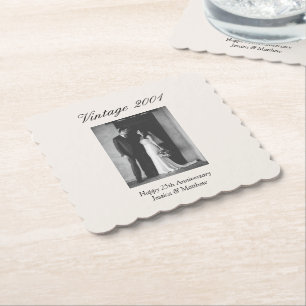 25th Wedding Anniversary Party Personalized Photo Paper Coaster