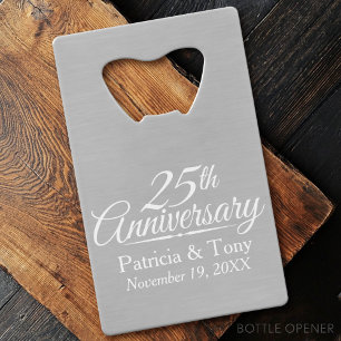 25th Wedding Anniversary Personalized Credit Card Bottle Opener