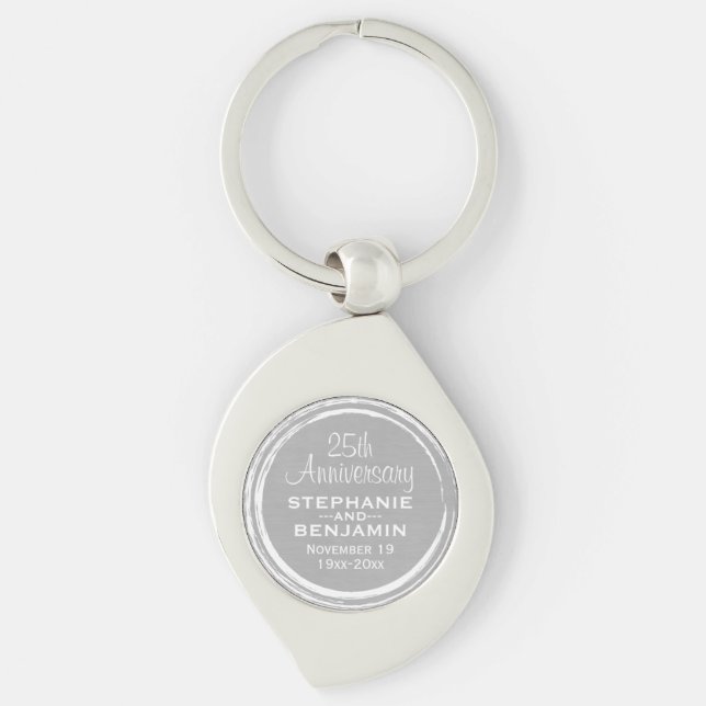 25th Wedding Anniversary Personalized Keychain (Front)