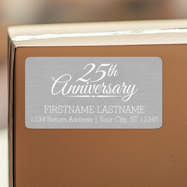 25th Wedding Anniversary Personalized Label (Custom Shipping Label with Return Address)