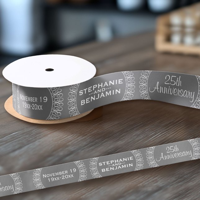 25th Wedding Anniversary Personalized Satin Ribbon (Custom Wedding Anniversary Ribbon)