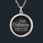 25th Wedding Anniversary Personalized Silver Plated Necklace<br><div class="desc">If you need a different year - other than 25,  please contact me. Traditional black and White - Perfect gift for parents or grandparents. A keepsake that you can customize.</div>