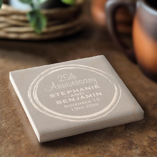25th Wedding Anniversary Personalized Stone Coaster