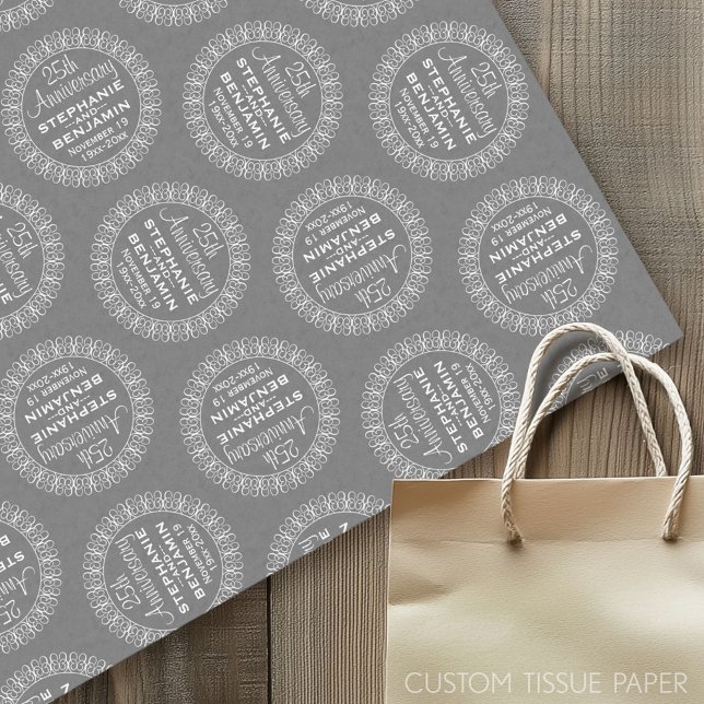 25th Wedding Anniversary Personalized Tissue Paper (Custom Tissue Paper)