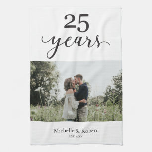 25th Wedding Anniversary Photo Custom Names Kitchen Towel