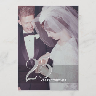 25th Wedding Anniversary & Photo - silver grey Invitation