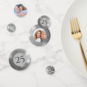25th Wedding Anniversary Photo Silver Personalized Confetti