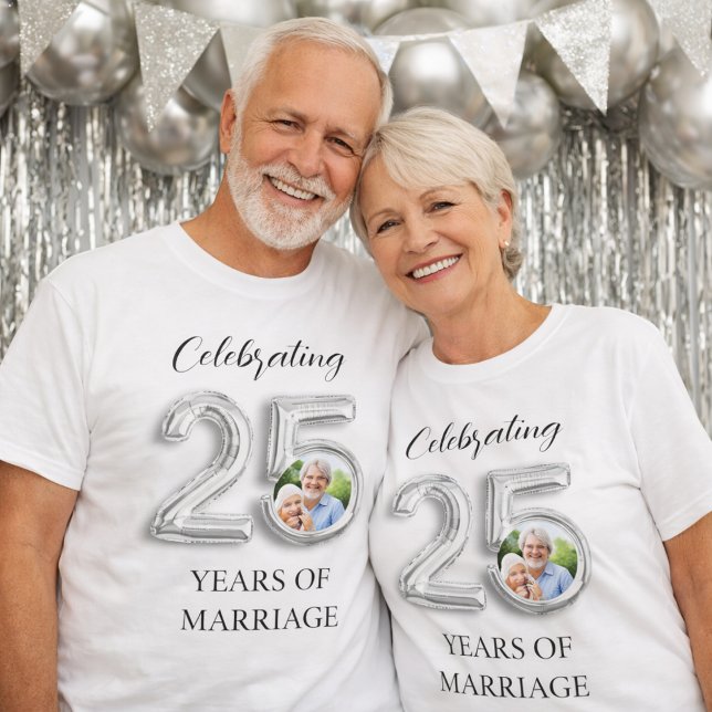 25th wedding anniversary photo silver T-Shirt (Creator Uploaded)