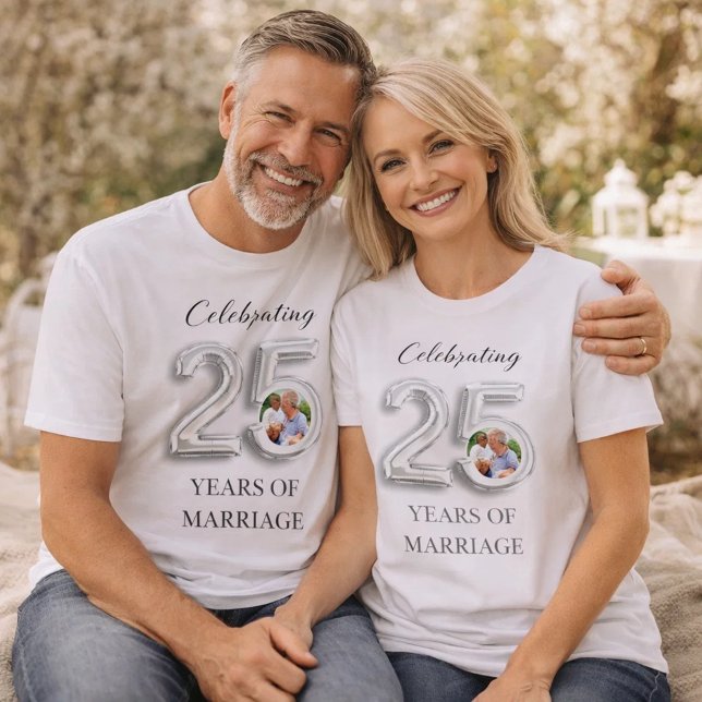 25th wedding anniversary photo silver T-Shirt (Creator Uploaded)