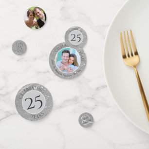 25th Wedding Anniversary Photo Table Confetti