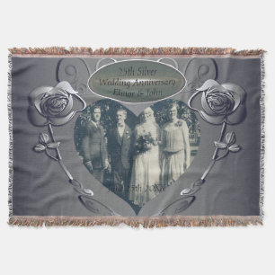 25th Wedding Anniversary+Photo  Throw Blanket