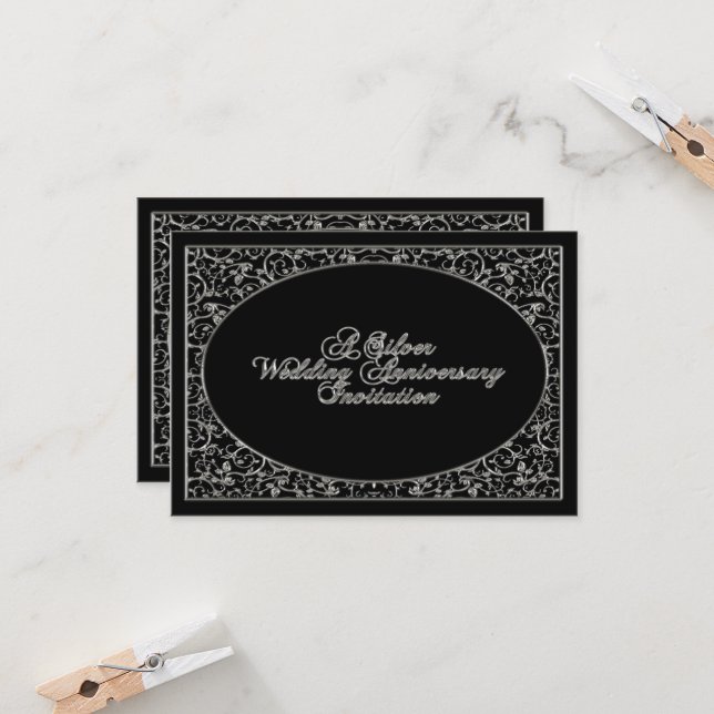 25th Wedding Anniversary RSVP Invitation Card (Front/Back In Situ)