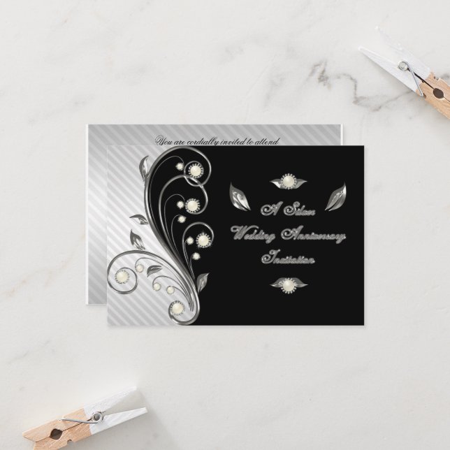 25th Wedding Anniversary RSVP Invitation Card (Front/Back In Situ)