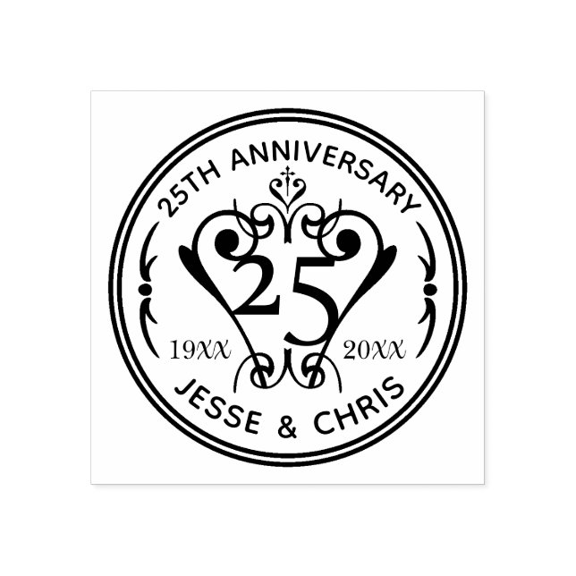 25th Wedding Anniversary  Rubber Stamp (Imprint)
