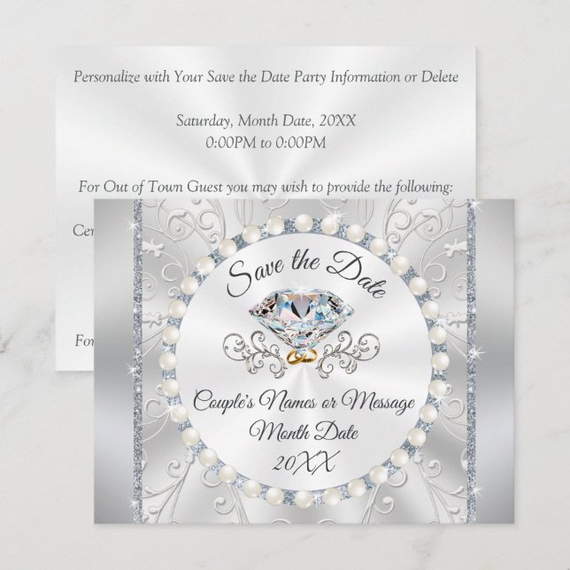25th Wedding Anniversary Save the Date Cards (Front/Back)