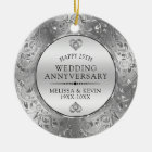 25th Wedding Anniversary Shiny Floral Silver Frame