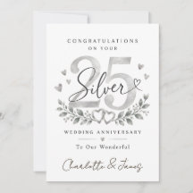 25th Wedding Anniversary | Silver Anniversary Card