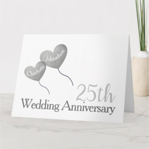 25th Wedding Anniversary silver balloon large Card