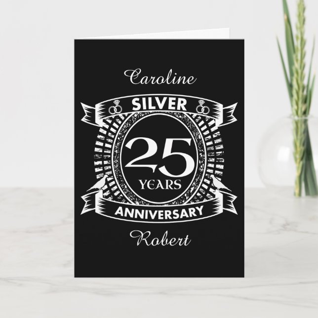 25th wedding anniversary silver crest card (Front)