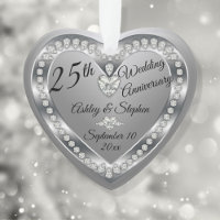 25th Wedding Anniversary Silver Diamonds Keepsake