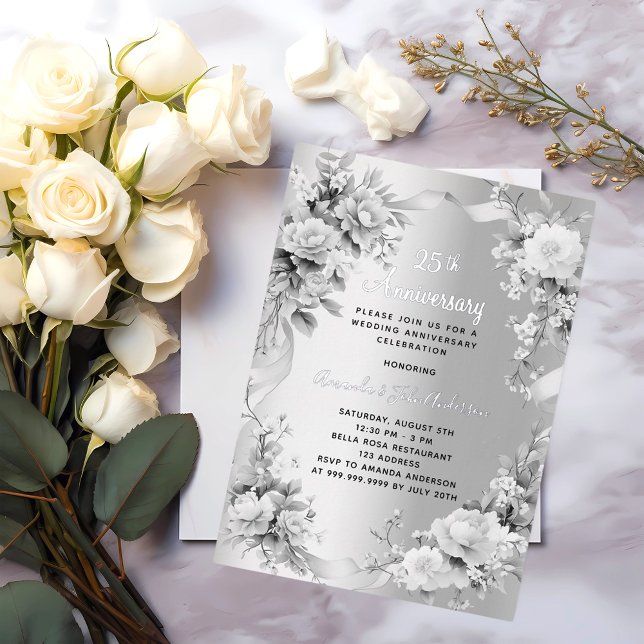 25th wedding anniversary silver florals (Creator Uploaded)