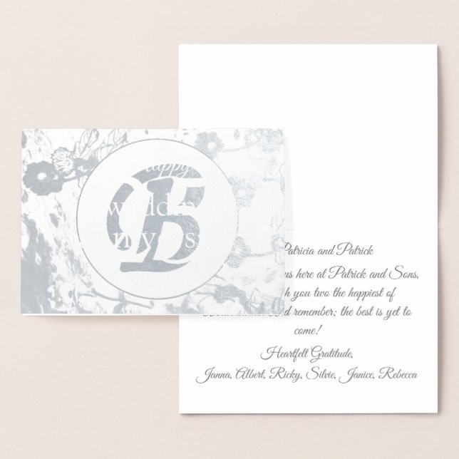 25th Wedding Anniversary Silver Foil Greeting Card (Display)