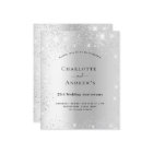25th wedding anniversary silver glitter invitation