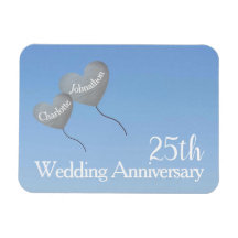 25th wedding anniversary silver heart balloons