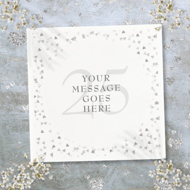 25th Wedding Anniversary Silver Hearts Confetti Napkin (25th Wedding Anniversary Silver Hearts Confetti Napkins)