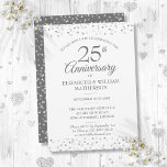 25th Wedding Anniversary Silver Love Hearts Invitation<br><div class="desc">Featuring delicate silver love hearts confetti. Personalize with your special twenty-five years silver anniversary information in chic silver lettering. Designed by Thisisnotme©</div>