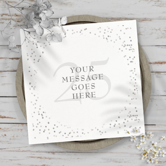 25th Wedding Anniversary Silver Stardust Confetti Napkin (Creator Uploaded)