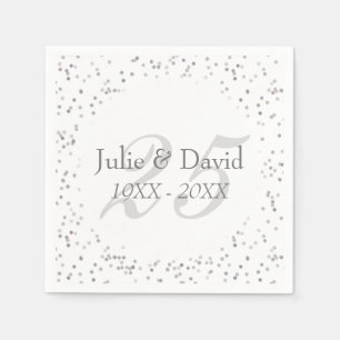 25th Wedding Anniversary Silver Stardust Confetti Napkin
