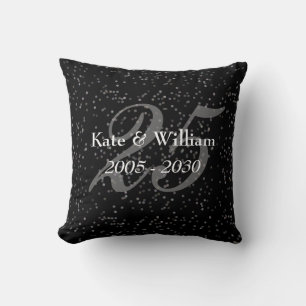 25th Wedding Anniversary Silver Stardust Confetti Throw Pillow
