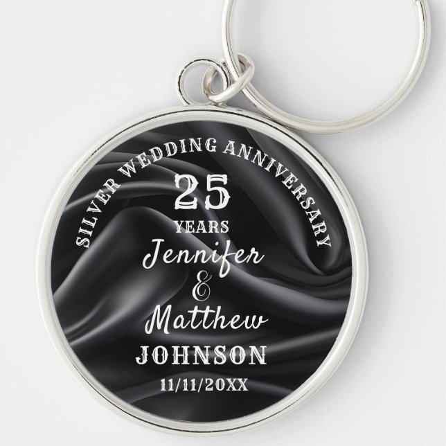 25th WEDDING ANNIVERSARY Silver Wedding Editable Keychain (Front)