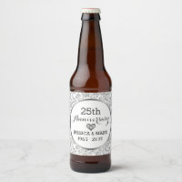 25th Wedding Anniversary Silver & White Damasks