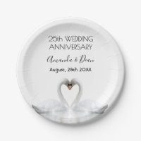 25th wedding anniversary silver white swans
